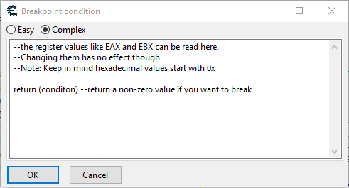 Cheat Engine :: View topic - Complex Breakpoint Condition?