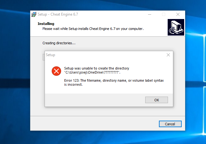 Cheat Engine 7.3 gives a division by zero error when installing