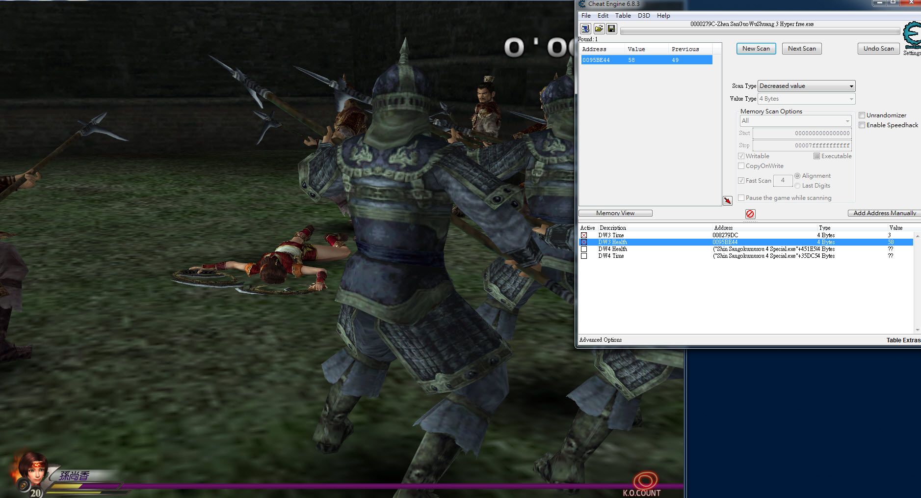 Cheat Engine :: View topic - Dynasty Warriors 4 Hyper Health Bar Issue